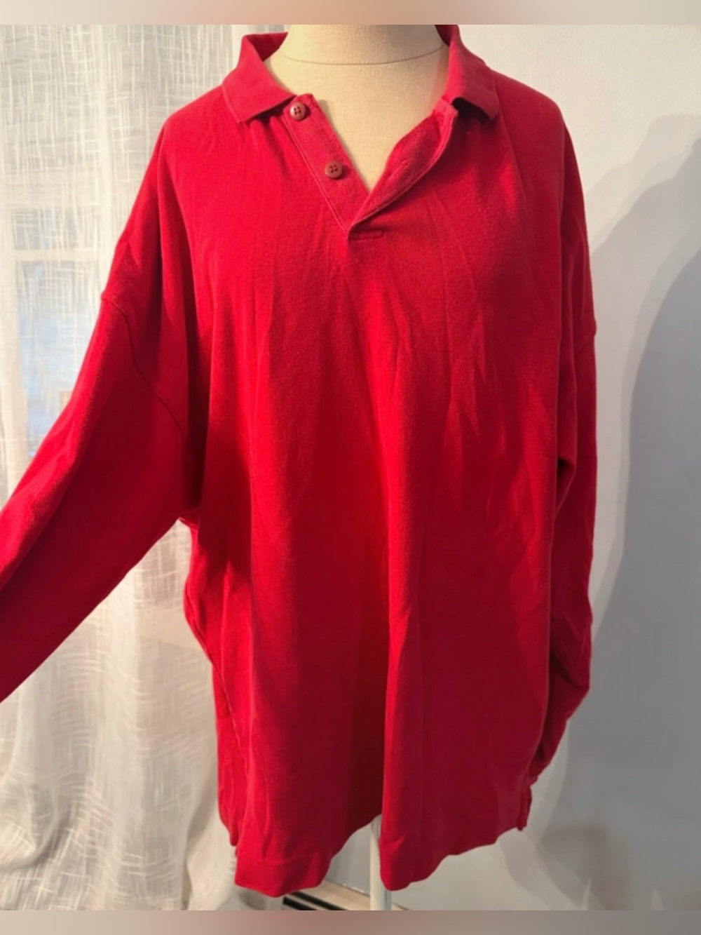 Vintage GAP Men's Red Long-Sleeve Polo